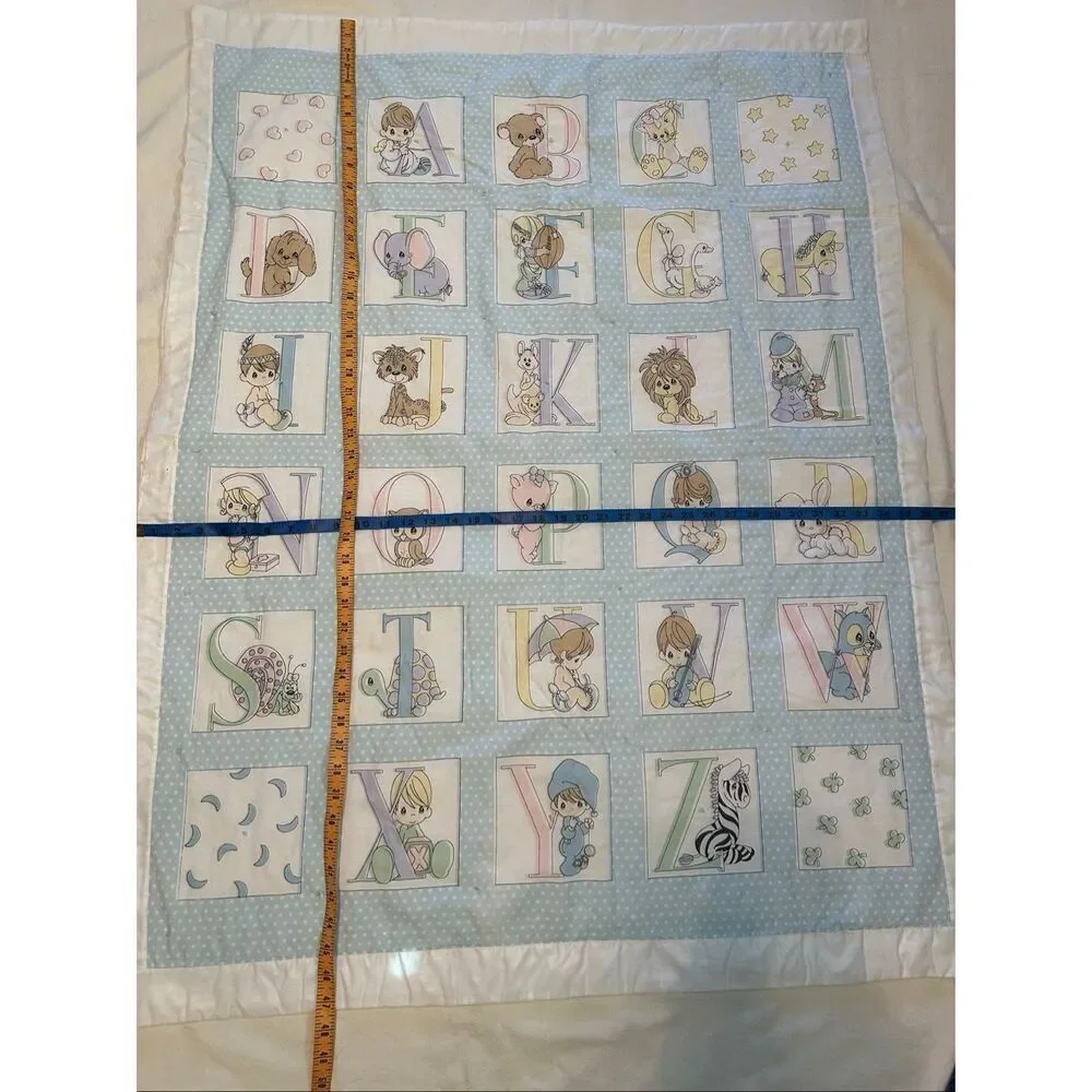 Handmade Multicolor Precious Moments Alphabet ABC Nursery Quilt 47.5